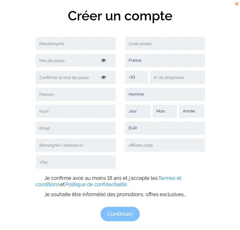 Processus d'inscription CASINO VENETIAN